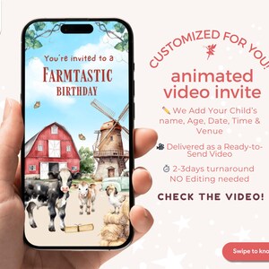 Farm Animals Birthday Video Invitation | Barnyard Animal Theme | Animated Editable Party Invite |Digital Download - Customized For you!