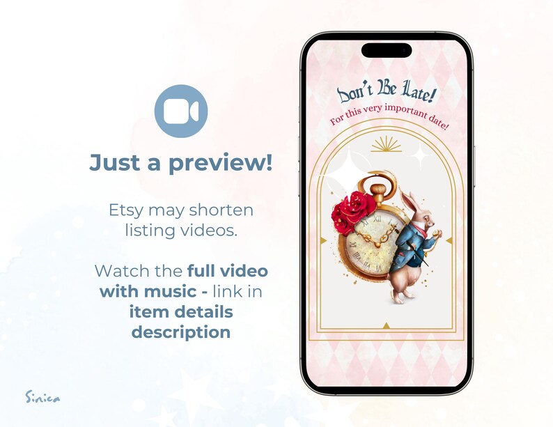 Convite em vídeo de Alice no País das Maravilhas, Festa do Chá do Chapeleiro Maluco, MP4 animado personalizado imagem 2