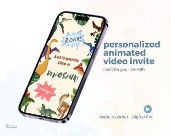 Dinosaur Birthday Animated Video Invitation, Personalized Party Invite