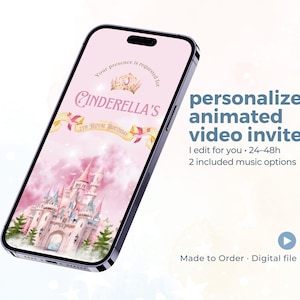 Invito video al castello della principessa rosa, invito di compleanno animato personalizzato, WhatsApp MP4