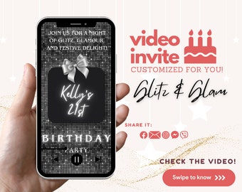 Glitz & Glam Invitation: Celebrate Your Birthday in Style (Video Invite),Customized For You!