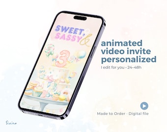 Candyland Birthday Animated Video Invitation, Sweet Treats, Personalized MP4