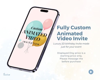 Custom 2D Animated Birthday Video Invitation, Fully Personalized Digital MP4 Invite