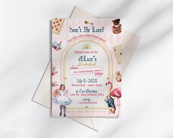Alice in Wonderland Birthday Invitation: Mad Hatter Tea Party (Digital Download)