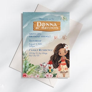 Island Princess Birthday Invitation Canva Template | Moana Inspired Editable Invite | Tropical Adventure Theme | Digital Download