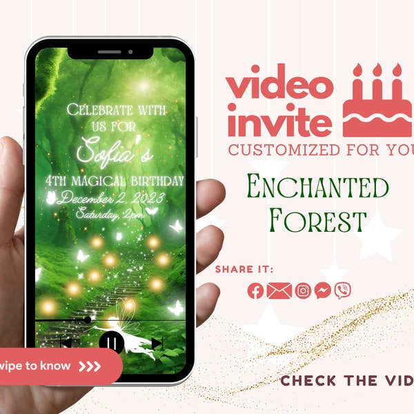 Enchanted Fairy Green Forest: Animated Birthday Video Invitation