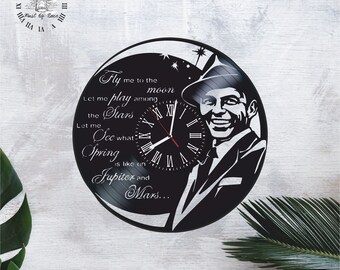 Music Gift for Any Occasion Luchko Decor Complicatible with Frank Sinatra Vinyl Record Wall Clock Music Gift for Any Occasion Luchko Decor Complicatible with Frank Sinatra Vinyl Record Wall Clock
