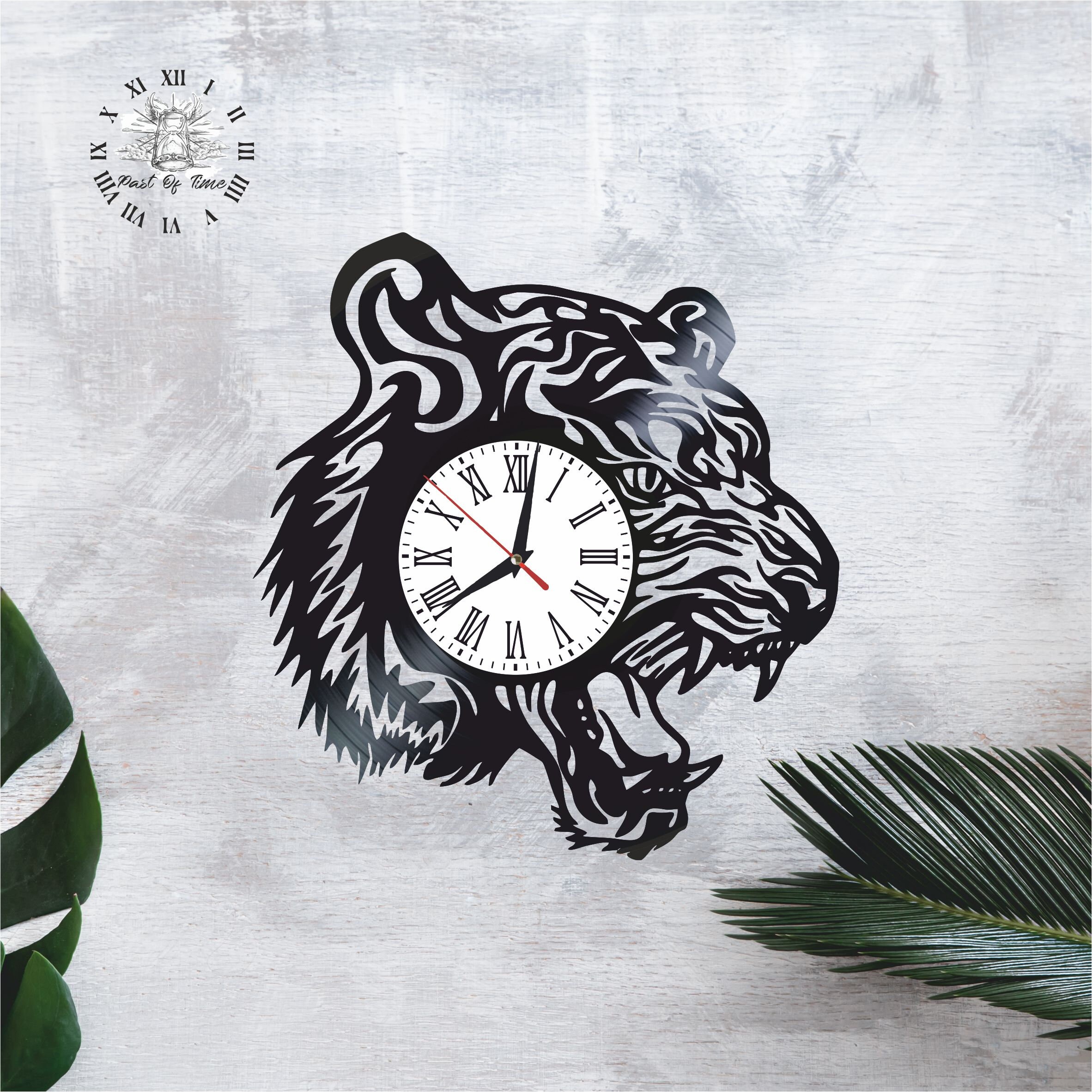 Tiger Vinyl Clock Wall Clock Home Decoration Animal Vinyl Etsy