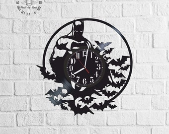 Gift For Kids Batman DC Comics Modern Art Handmade Gift Gift Ideas For Fans Batman Decor Gift For Man Vinyl Record Wall Clock Wall Art Gotham City Gift For Woman Batman Gift Dark Knight