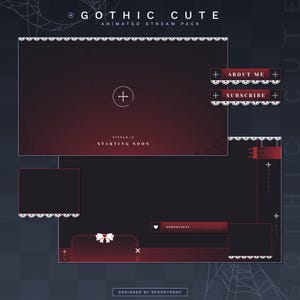 Gothic Cute Animated Stream Package | Gaming Chatting Overlays | Twitch Panels | Animated Alerts | Dark Aesthetic Screens | Vtuber Assets