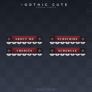Gothic Cute Panels | Twitch | Stream Panels | Aesthetic | Streamer | Youtube | Dark | Spooky | Minimal | Cute | Gothic | Red