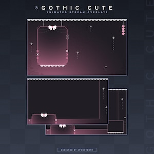Gotycki, słodki, animowany pakiet strumieniowy | Nakładki do czatów gamingowych | Panele Twitch | Animowane alerty | Ciemne ekrany estetyczne | Zasoby Vtuber zdjęcie 4