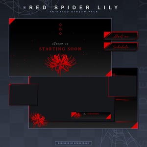 Red Spider Lily Animated Stream Package | Gaming Chatting Overlays | Twitch Panels | Animated Alerts | Dark Aesthetic Screens | Vtuber
