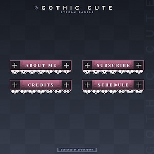 Gothic Cute Panels | Twitch | Stream Panels | Aesthetic | Streamer | Youtube | Dark | Spooky | Minimal | Cute | Gothic | Pink