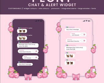 Peony Chat & Alert Widget | Color Customizable Chat | Simple and Minimal StreamElements Chat Widget for Twitch | Message Bubble Widget