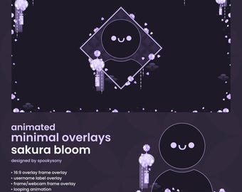 Animated Overlay Set | Sakura Bloom Purple | Border Overlay | Webcam Frame | Cherry Blossom