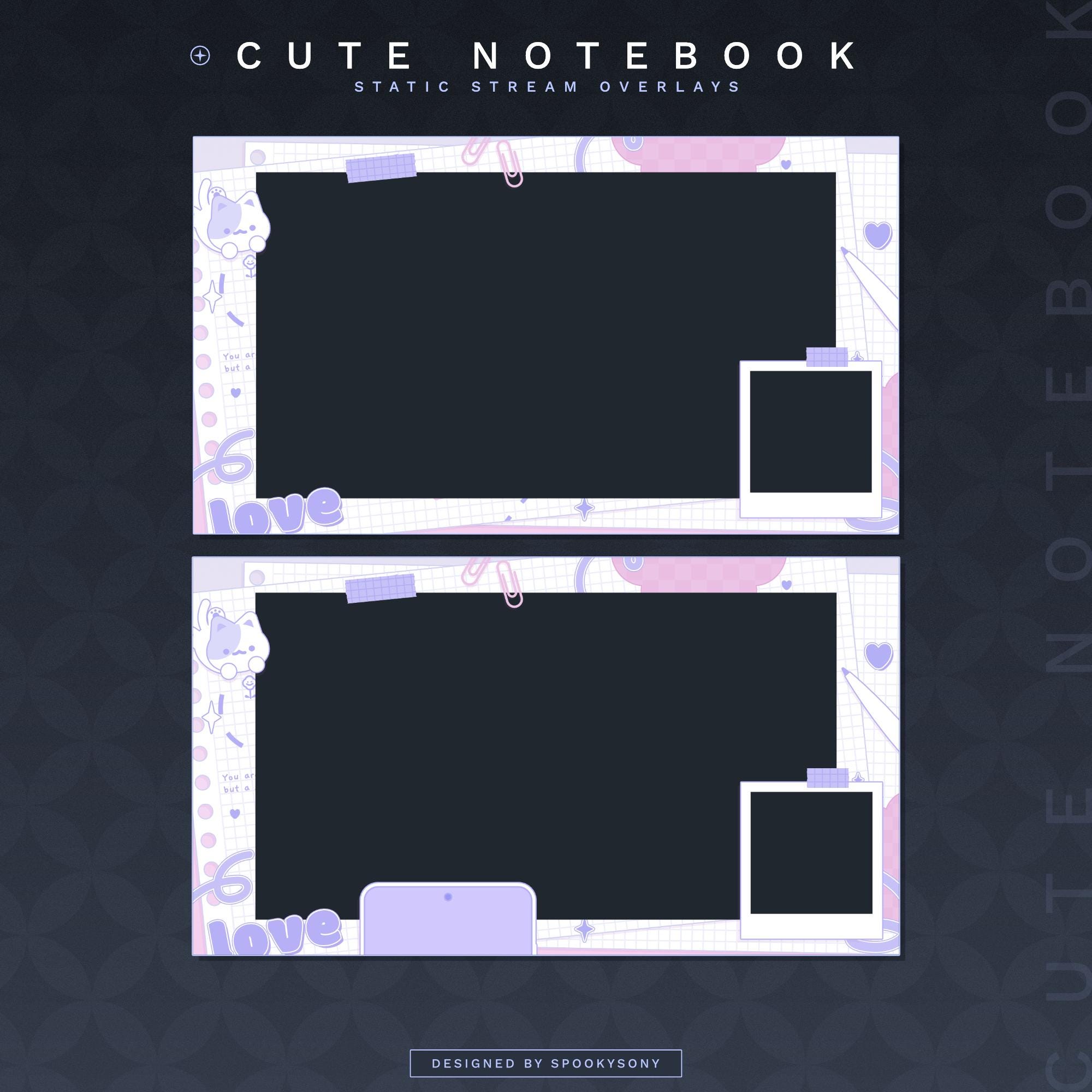 Cute Notebook Static Stream Overlays | Gaming Overlays | Just Chatting ...