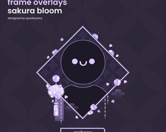 Animated Frame Overlay | Sakura Bloom Purple | Border Overlay | Webcam Frame | Cute Cherry Blossom Spring