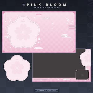 ピンクの花のアニメーション ストリーム オーバーレイ | ストリーム シーン | 春の桜のオーバーレイ | 花のアセット | Vtuber アセット | かわいい桜のオーバーレイ