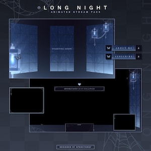 Long Night Animated Stream Package | Gaming Chatting Overlays | Twitch Panels | Animated Alerts | Rainy Night Screens | Vtuber Assets