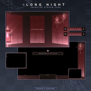 Long Night Animated Stream Package | Gaming Chatting Overlays | Twitch Panels | Animated Alerts | Rainy Night Screens | Vtuber Assets