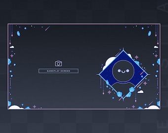 Static Border Overlay + Webcam Frame |  Celestial Bloom | Gaming Chatting Overlays | Sparkle Star Overlays | Minimal Overlays | Vtuber Asset
