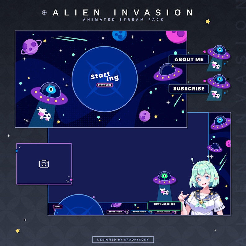 Alien Invasion Animated Stream Package | Gaming Chatting Overlays ...