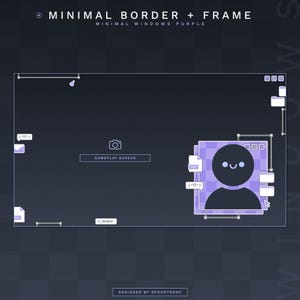 Static Border Overlay + Webcam Frame |  Cute Windows Theme | Gaming Chatting Overlays | Minimal Overlays | Vtuber Asset | Purple