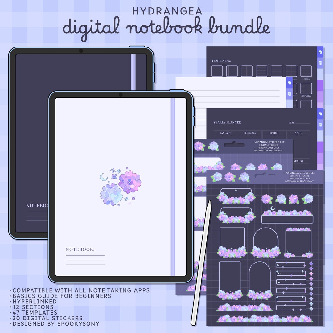 Cute Digital Notebook Bundle | Digital Stickers | Planner Templates ...