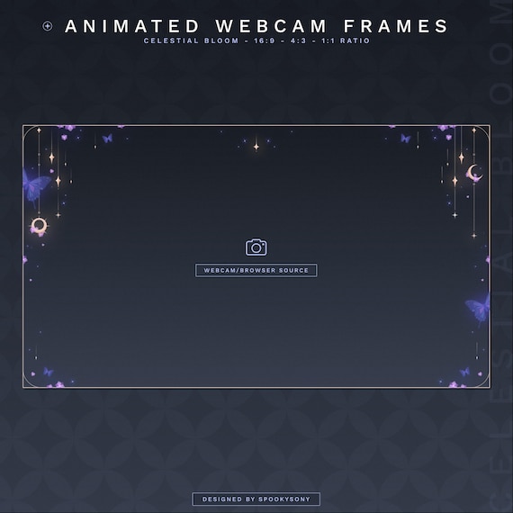 Animated Webcam Frames |  Celestial Bloom | Gaming Chatting Overlays | Moon Star Sun Overlays | Minimal Overlays | Vtuber Assets