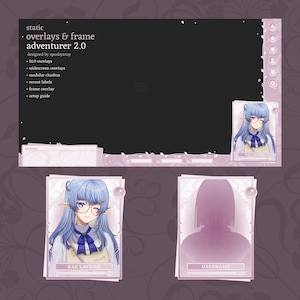 Static Gameplay Overlay & Frame | Adventurer 2.0 | Widescreen Overlay | Webcam Frame | Fantasy | Cute | Minimal | VTuber Assets | Pink