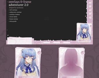 Static Gameplay Overlay & Frame | Adventurer 2.0 | Widescreen Overlay | Webcam Frame | Fantasy | Cute | Minimal | VTuber Assets | Pink