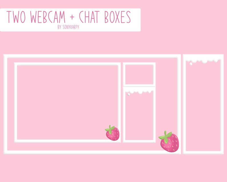 Strawberries and Cream Theme 2x Webcam Overlay 2x Chat Box | Etsy