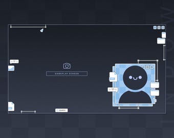 Static Border Overlay + Webcam Frame |  Cute Windows Theme | Gaming Chatting Overlays | Minimal Overlays | Vtuber Asset | Blue