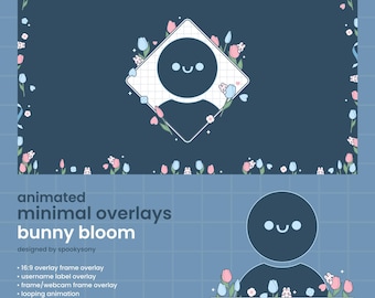 Animated Overlay Set | Bunny Bloom | Border Overlay | Webcam Frame | VTuber Assets