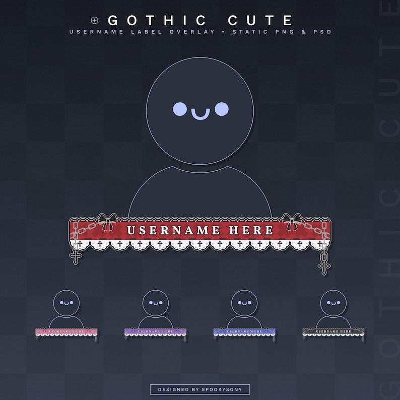Username Label Overlay | Gothic Cute | Static PNG and PSD | Gaming