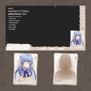 Static Gameplay Overlay & Frame | Adventurer 2.0 | Widescreen Overlay | Webcam Frame | Fantasy | Cute | Minimal | VTuber Assets | Beige