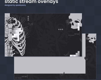 Static Stream Overlays | Darkness | Gaming Overlays | Just Chatting Overlays | Gothic Horror Overlay | Vtuber Asset | Spooky Skeleton Skull