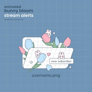 Alertes de floraison de lapin | Animé | Alertes statiques | Animé | Alertes statiques | Alertes Twitch | Actifs de Vtuber | Alerte pop-up Windows mignonne