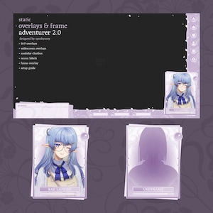 Static Gameplay Overlay & Frame | Adventurer 2.0 | Widescreen Overlay | Webcam Frame | Fantasy | Cute | Minimal | VTuber Assets | Purple