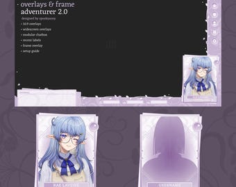 Static Gameplay Overlay & Frame | Adventurer 2.0 | Widescreen Overlay | Webcam Frame | Fantasy | Cute | Minimal | VTuber Assets | Purple