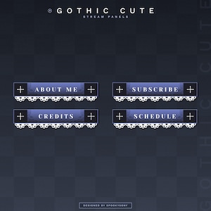 Gothic Cute Panels | Twitch | Stream Panels | Aesthetic | Streamer | Youtube | Dark | Spooky | Minimal | Cute | Gothic | Blue