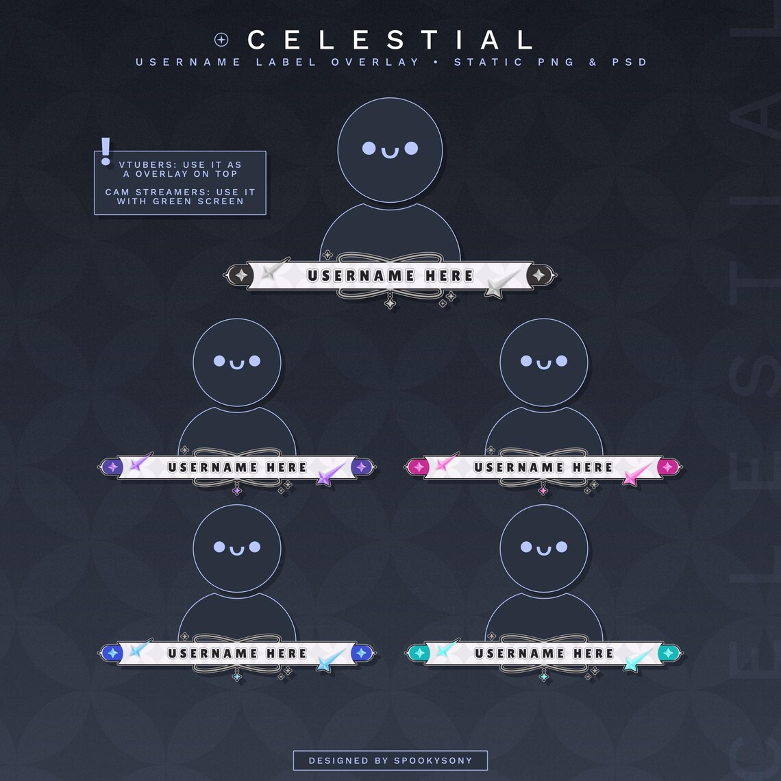 Overlay Label Design User Interface Username Label Overlay | Celestial | Static PNG and PSD | Gaming ...