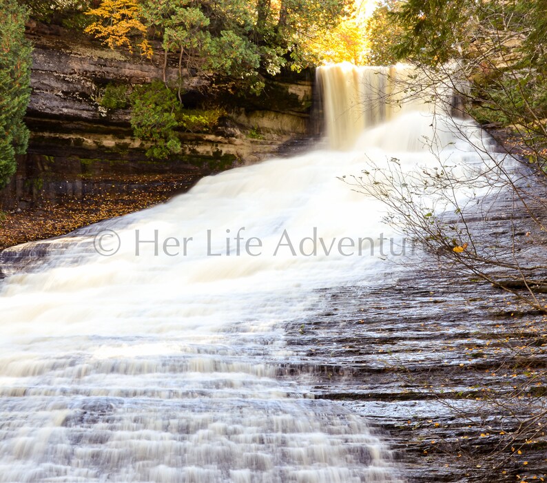Waterfall Hiking Trail in Michigan Digital Download image 1