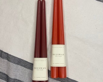 100% Beeswax Taper Candles | Red Tapers | Valentine’s Candles | Clean Burning