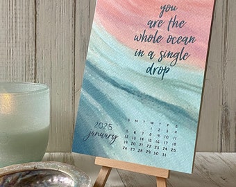 Flow Water Element Calendar | 2025 Watercolor Desk Calendar | Water Element Original Art