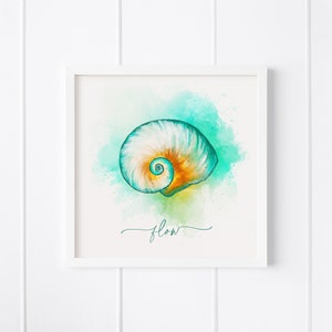 Flow Spiral Seashell Print Original Watercolor Art Print image 1