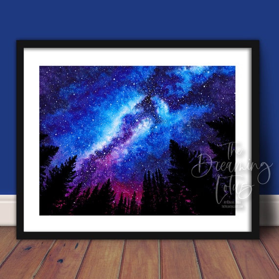Watercolor Painting, Galaxy Painting, Night Sky, Galaxy Print, Stars,  Starry Night, Watercolor Print, Night Sky Print,print Titled, galaxy -   Finland