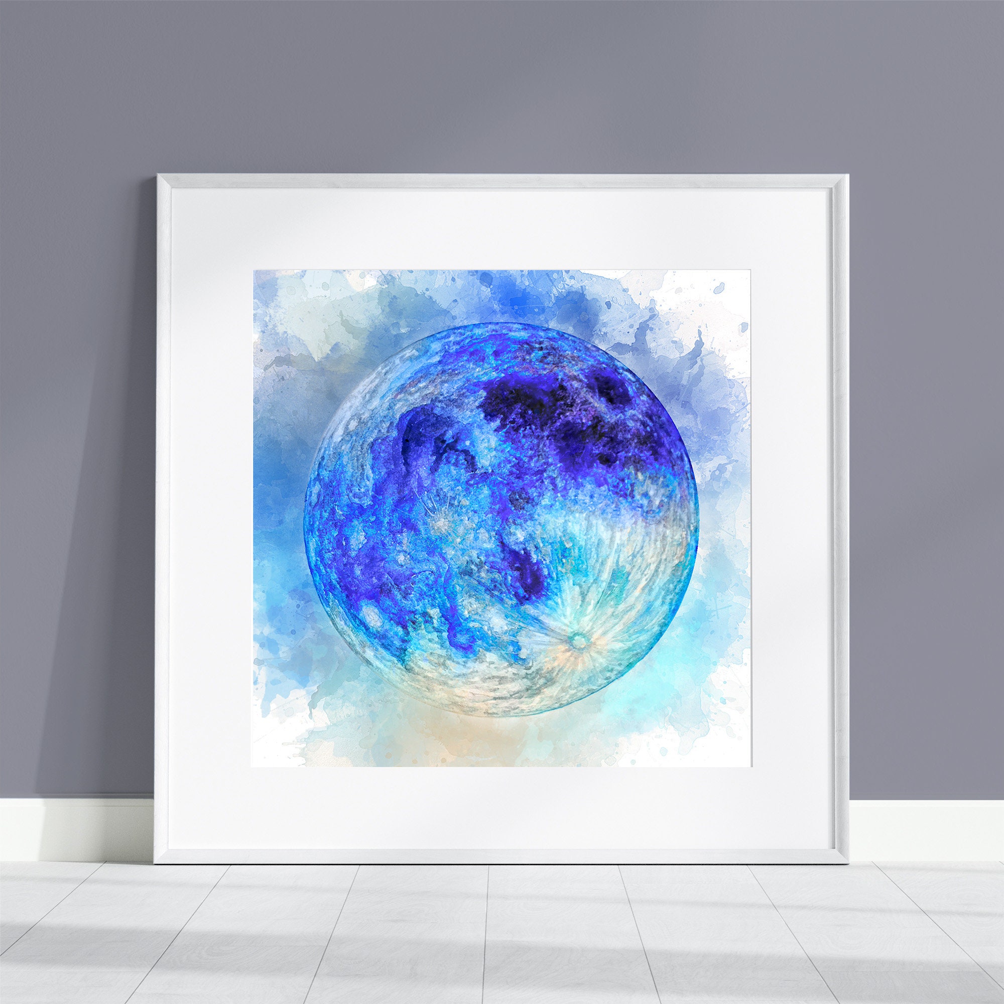 Cold Moon Watercolor Print: Winter Solstice Art (6x6) - Etsy