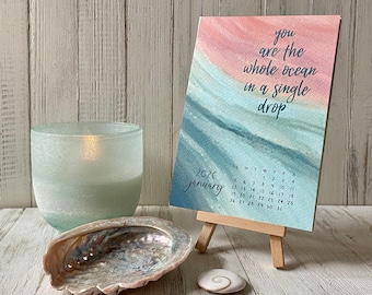 2026 Watercolor Desk Calendar: Water Element Art
